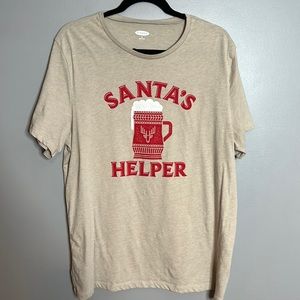 Old Navy tan and red Santa’s Helper Christmas graphic t-shirt size Xl